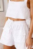 Fashion Casual Solid Patchwork Square Collar Sleeveless Two Pieces