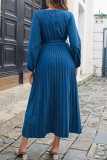 Fashion Solid Patchwork V Neck Waist Skirt Dresses