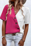 Fashion Casual Solid Patchwork V Neck Tops