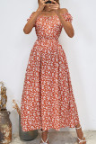 Fashion Street Print Patchwork Off the Shoulder A Line Dresses