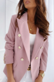 Elegant Solid Patchwork Buttons Turn-back Collar Outerwear