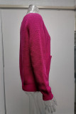 Casual Solid Pocket Buttons V Neck Tops