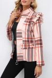 Casual Print Patchwork Zipper Collar Outerwear