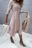 Casual Solid Patchwork Turndown Collar Shirt Dress Dresses
