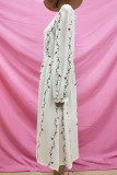 Fashion Elegant Print Patchwork Buckle Square Collar A Line Dresses