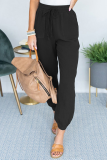 Casual Solid Patchwork Pocket Loose Mid Waist Harlan Solid Color Bottoms
