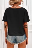 Casual Dot Patchwork V Neck Tops