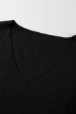 Casual Solid Hollowed Out Patchwork V Neck Sweaters