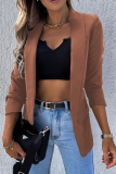 Fashion Solid Patchwork Turndown Collar Outerwear