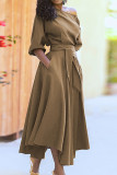 Fashion Bandage Solid Color Oblique Collar Irregular Dress Dresses