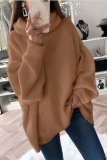 Fashion Solid Patchwork Turtleneck Tops