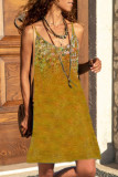 Fashion Casual Print Patchwork Spaghetti Strap A Line Dresses
