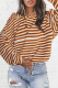 Casual Striped Patchwork Buckle Hooded Collar Tops