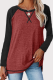 Casual Patchwork Contrast O Neck Tops