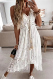 Sexy Casual Solid Patchwork Backless V Neck Sling Dress