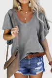 Casual Solid Basic V Neck T-Shirts
