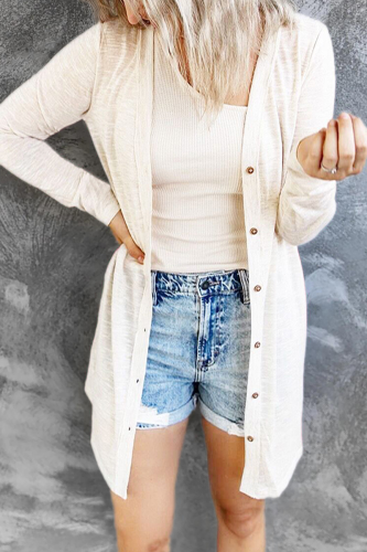 Casual Solid Buckle Tops