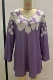 Casual Floral Patchwork Contrast V Neck A Line Dresses