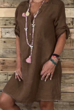 Casual Print Patchwork V Neck A Line Dresses