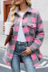 Fashion Elegant Plaid Buckle Turndown Collar Tops