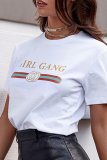 Casual Print Patchwork V Neck T-Shirts