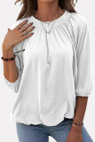 Casual Solid Patchwork Fold O Neck T-Shirts