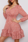Fashion Street Print Patchwork V Neck Princess Dresses