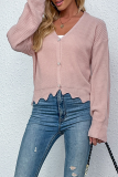 Casual Solid Patchwork Buckle V Neck Tops