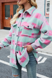 Fashion Elegant Plaid Buckle Turndown Collar Tops