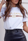 Casual Print Patchwork V Neck T-Shirts