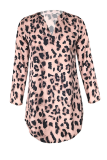 Casual Print Patchwork V Neck Straight Dresses