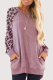 Casual Leopard Patchwork Pocket O Neck Tops
