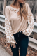 Casual Leopard Hollowed Out Patchwork V Neck Tops