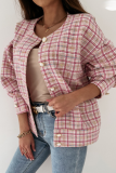 Casual Plaid Patchwork Turndown Collar Outerwear