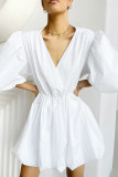 Fashion Casual Solid Patchwork V Neck Bud Dresses