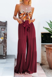 Casual Solid Patchwork Loose Mid Waist Speaker Solid Color Bottoms