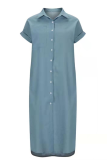 Casual Solid Patchwork Turndown Collar Straight Dresses