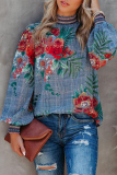 Casual Print Patchwork Half A Turtleneck Tops
