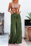 Casual Solid Patchwork Loose Mid Waist Speaker Solid Color Bottoms