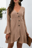 Fashion Casual Solid Patchwork V Neck Irregular Dresses