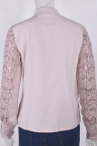 Elegant Solid Lace Hollowed Out Buckle Mandarin Collar Tops