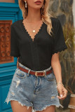 Fashion Casual Solid Patchwork V Neck Tops