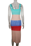 Casual Striped Slit Square Collar Irregular Dress Dresses