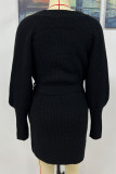 Fashion Solid With Belt O Neck Tops