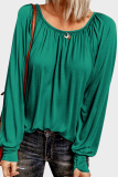 Casual Solid Patchwork Fold O Neck Tops