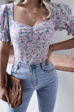 Fashion Casual Solid Patchwork Square Collar Tops