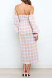 Elegant Plaid Camouflage Print Patchwork Fold Stringy Selvedge Strapless Dresses
