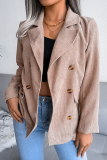 Casual Solid Patchwork Buckle Turn-back Collar Outerwear