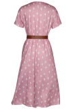 Casual Print Patchwork V Neck Straight Dresses