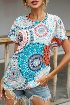 Casual Print Basic O Neck T-Shirts